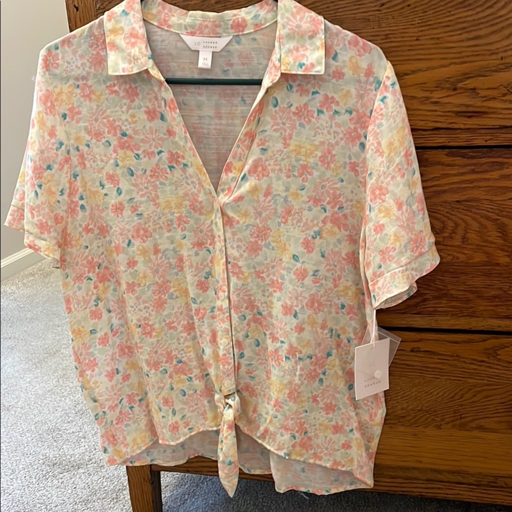 NWT Lauren Conrad Floral Button-Up Blouse